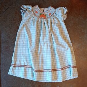 Smocked Pumpkin Short Sleeve Dress